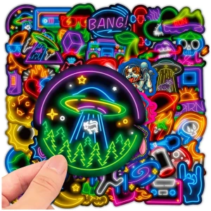 Naklejki neonowe logo zestaw 50szt kolorowe dla dzieci DIY dekoracja