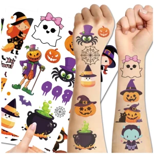 Tatuaże zmywalne Halloween dla dzieci zestaw 20 arkuszy