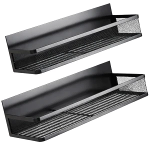 Zestaw magnetycznych półek na przyprawy do lodówki organizery kuchenne czarne metalowe