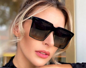 Okulary OVERSIZE damskie kwadratowe duże czarne