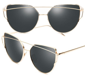 OKULARY LUSTRZANKI GLAM ROCK KOCIE OKO CAT EYE BLACK