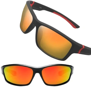 Okulary sportowe lustrzanki czerwone polaryzacyjne uniwersalne nerdy męskie