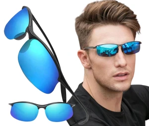 Okulary sportowe lustrzanki do jazdy niebieskie polaryzacyjne uniwersalne