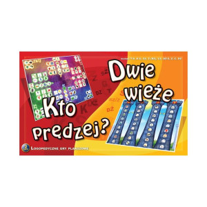Logopedyczna gra planszowa kto prędzej? - dwie wieże - głoski: t-d, k-g, sz, ż(rz), cz, dż, s, z, c, dz
