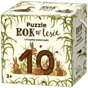 Rok w lesie. puzzle. liczymy zwierzaki