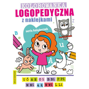 Kolorowanka logopedyczna z naklejkami (u, ó, a, e, o, i..)