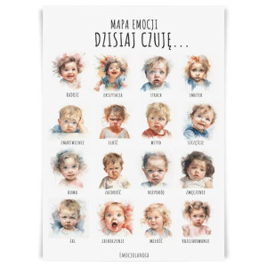 Emocjolandia. plakat. mapa emocji. dzisiaj czuję...