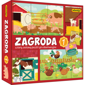 Zagroda 1. cztery zestawy puzzli i gra obserwacyjna