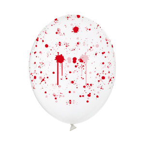 Balony Plamy krwi, przezroczyste, 30 cm - 5 sztuk