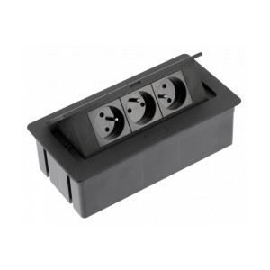 Gniazdo wpuszczane w blat GTV SOFT czarne 3x230V