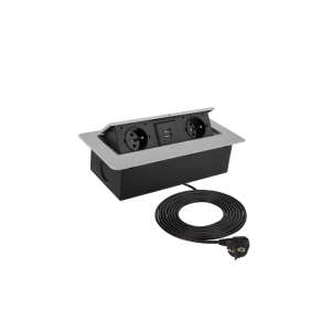Port Kombi Box 2 gniazda 2 usb aluminium