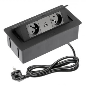 Gniazdo wpuszczane SOFT 2x 230V + USB A+C czarny