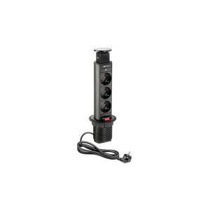 Gniazdo chowane w blat GTV czarne 3x 230V