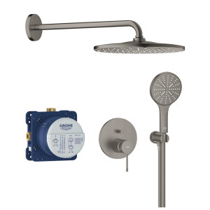 GROHE Essence - zestaw prysznicowy podtynkowy z deszczownicą Rainshower Mono 310 brushed hard graphite 25287AL0