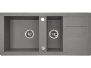 Zlewozmywak granitowy Laveo Barbados 100x48 cm 1,5-komorowy szary SBB_531T