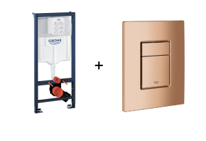 Stelaż Grohe Rapid SL do WC ściennego 38536001 + GROHE Skate Cosmopolitan – przycisk uruchamiający do spłuczki podtynkowej warm sunset połysk 38732DA0