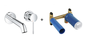 Bateria umywalkowa 2-otworowa podtynkowa Grohe Essence New  19408001 + GROHE – jednouchwytowy element do zabudowy podtynkowej 23571000