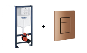 Stelaż Grohe Rapid SL do WC ściennego 38536001 + Skate Cosmopolitan przycisk uruchamiający brushed warm sunset mat 38732DL0