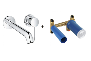 Bateria umywalkowa podtynkowa 2-otworowa Grohe Essence New L chrom 19967001 + GROHE – jednouchwytowy element do zabudowy podtynkowej 23571000