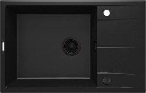 Zlewozmywak granitowy Deante Eridan nero granit 1 z ociekaczem 780X500X210, 3,5" + osprzęt space saver lux ZQE_N11B