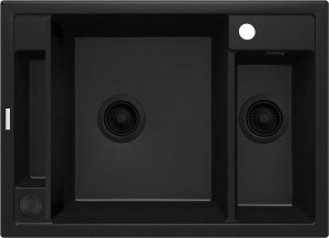 Zlewozmywak granitowy Deante Magnetic nero granit 1,5K 690X500X219MM + osprzęt space saver NERO ZRM_N503