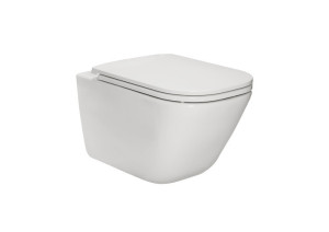 Miska podwieszana WC Rimless Square z deską wolnoopadającą (zestaw) Roca Gap 54x34,7 cm biały A34H470000