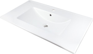 Umywalka ceramiczna wpuszczana z miejscem na baterię 81,5x47 cm Deante Tubo biała CTU_648M