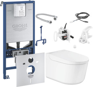 GROHE Sensia Pro - zestaw toaleta myjąca + stelaż podtynkowy z kątownikami + zestaw do automatycznego spłukiwania
