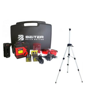 Beiter BART-3D -Laser krzyżowy czerwony Beiter - zestaw Akumulator + statyw 150 cm z ruchomą głowicą