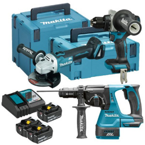 Makita DLX3202TJ - Zestaw combo DGA506 + DDF492 + DHR243