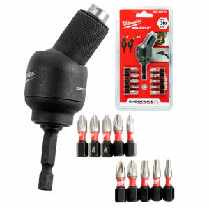 Milwaukee 4932459781 - Kątowa nasadka udarowa 1/4" Knuckle z bitami PH1-PH2/ PZ1-PZ3/ TX15-TX25
