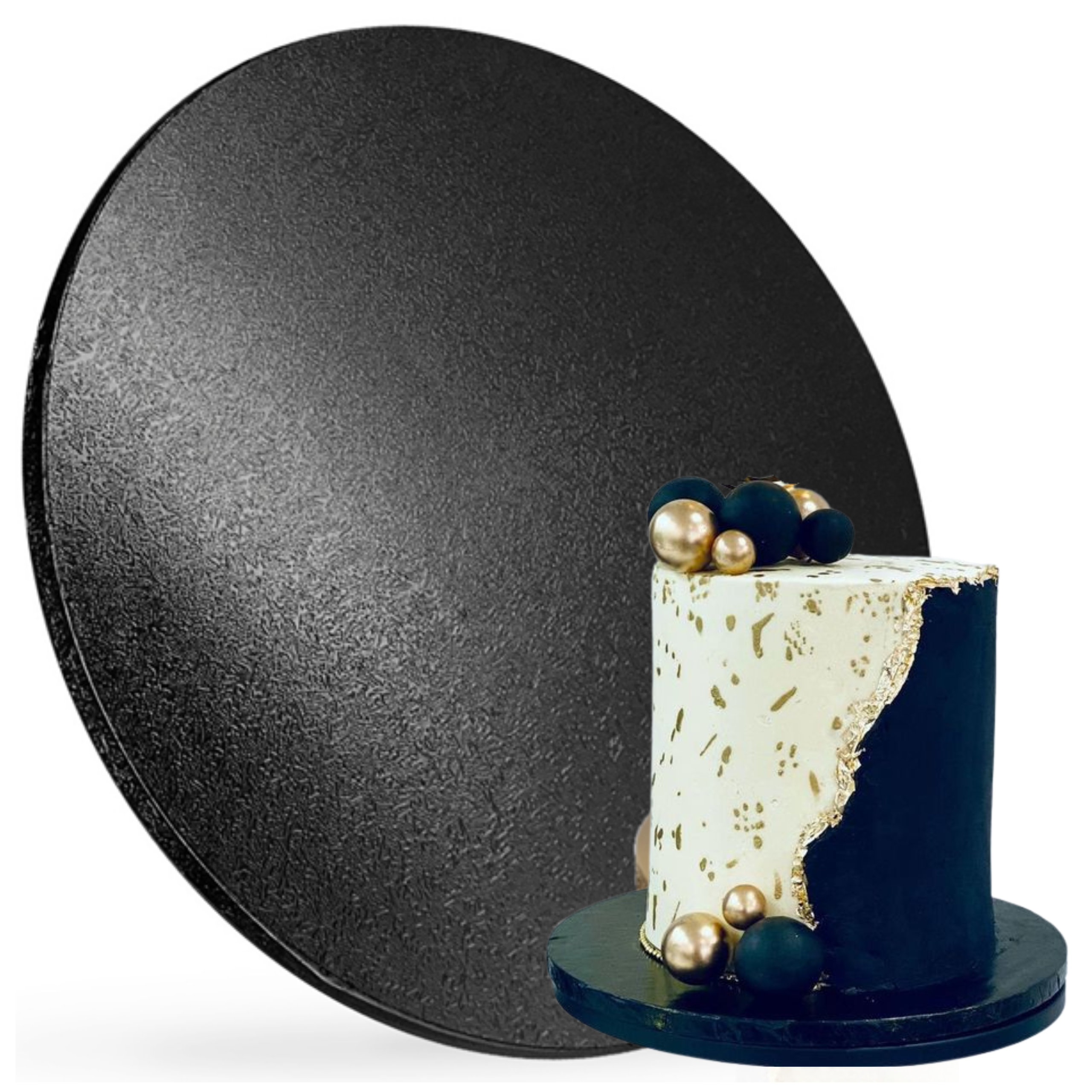 Podkład pod tort 28 cm gruby czarny podkładka pod tort trwały sztywny Podkład czarny pod tort ciasto dekoracja urodziny okrągły 28cm