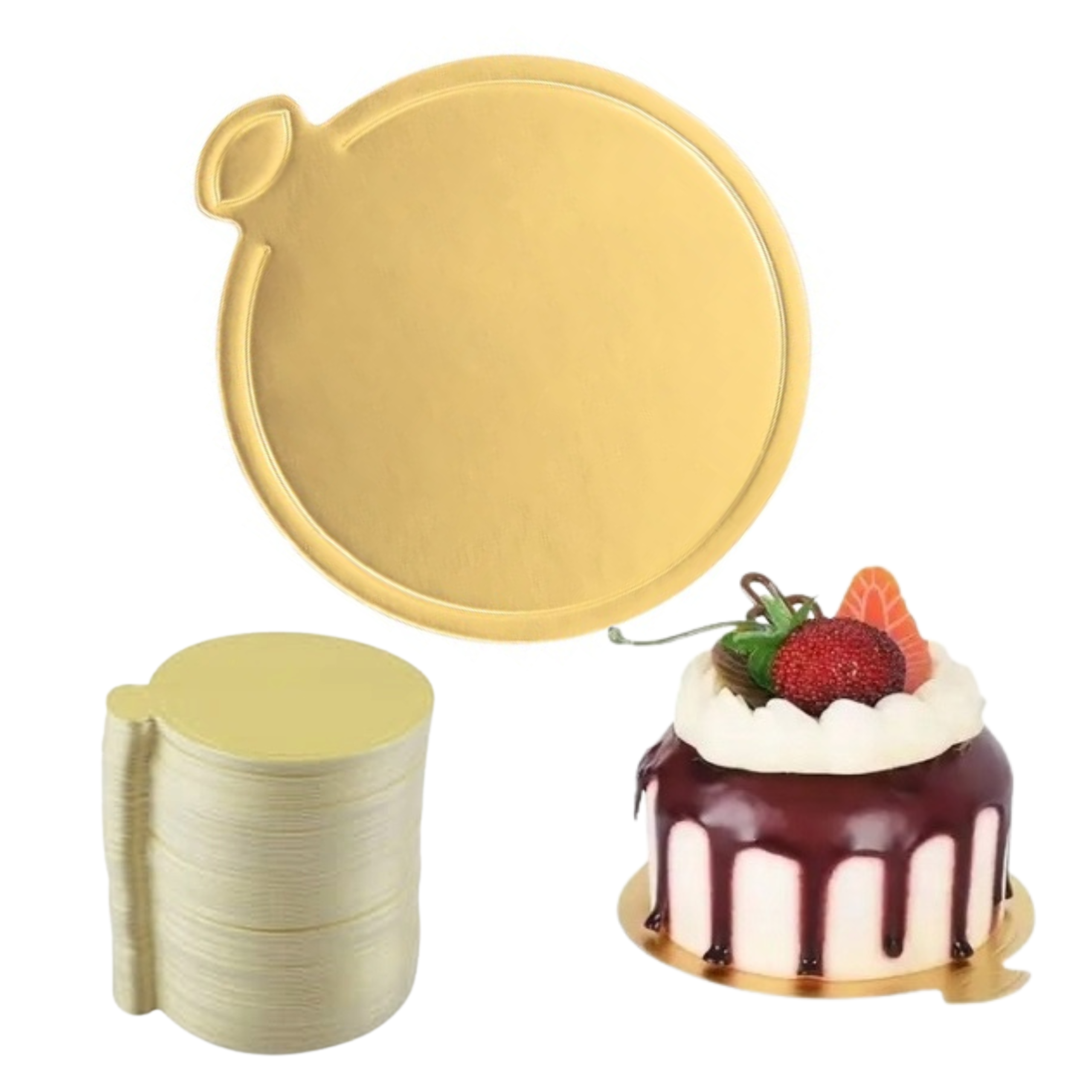 Podkład pod tort złoty okrągły monoporcje podkładka bankietówka 8cm 100 sztuk