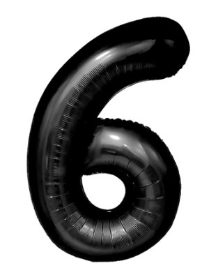 Balon foliowy urodzinowy czarny cyfra 6