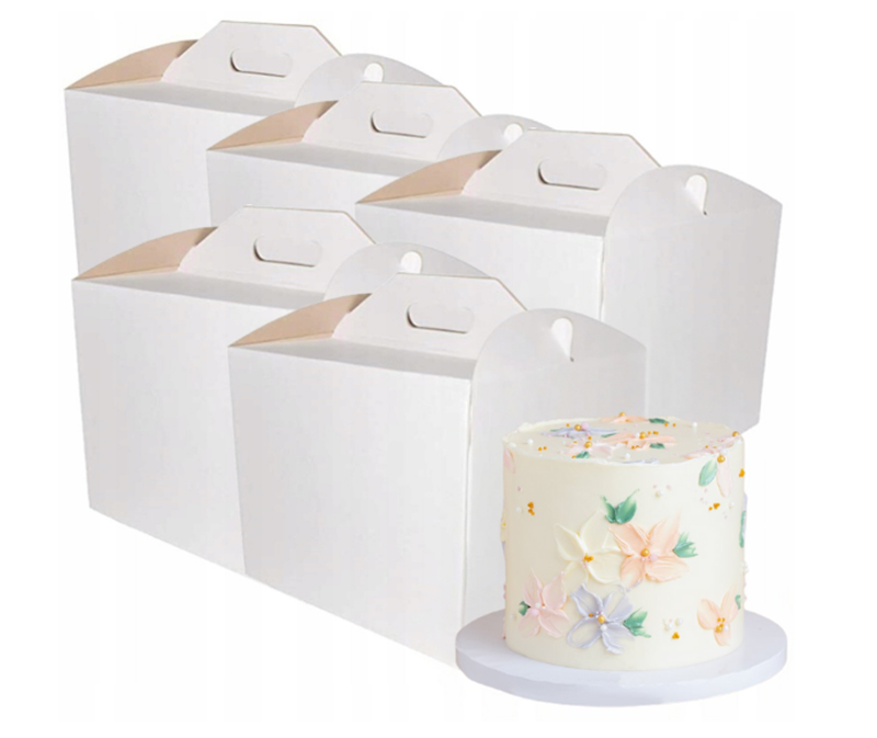 Pudełko na ciasto chrzest wesele komunia karton na tort opakowanie 26x26x25cm zestaw 5 sztuk