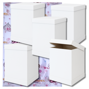 Pudełko na ciasto opakowanie karton na tort piętrowy chrzest wesele biały wysoki 30x30x45 zestaw 5 sztuk
