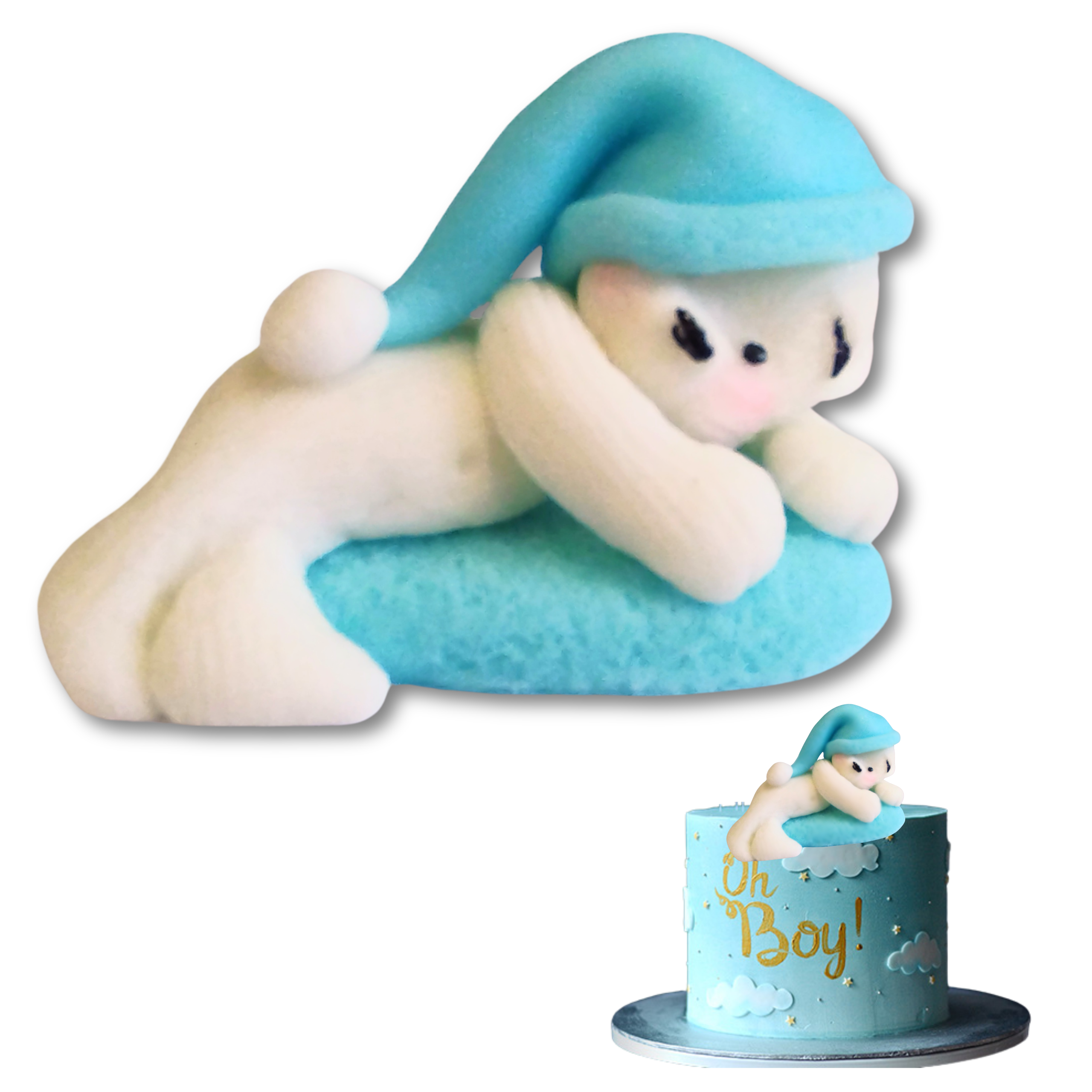 Figurka cukrowa na tort miś dekoracje urodziny chrzest baby shower roczek niebieski 1szt Figurka cukrowa na tort miś dekoracje urodziny chrzest baby shower roczek niebieski 1szt