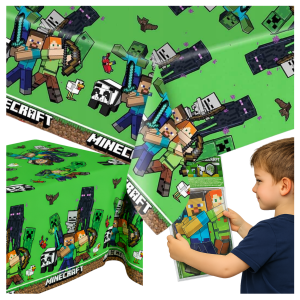 Obrus foliowy Minecraft piksele gra tnt dekoracje urodzinowe 180x120cm
