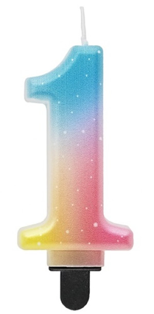 Świeczka pastelowa ombre cyfra 1