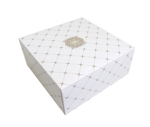 Pudełko na ciasto chrzest wesele komunia karton na tort opakowanie 30x30x12,5 cm ozdobny wzór