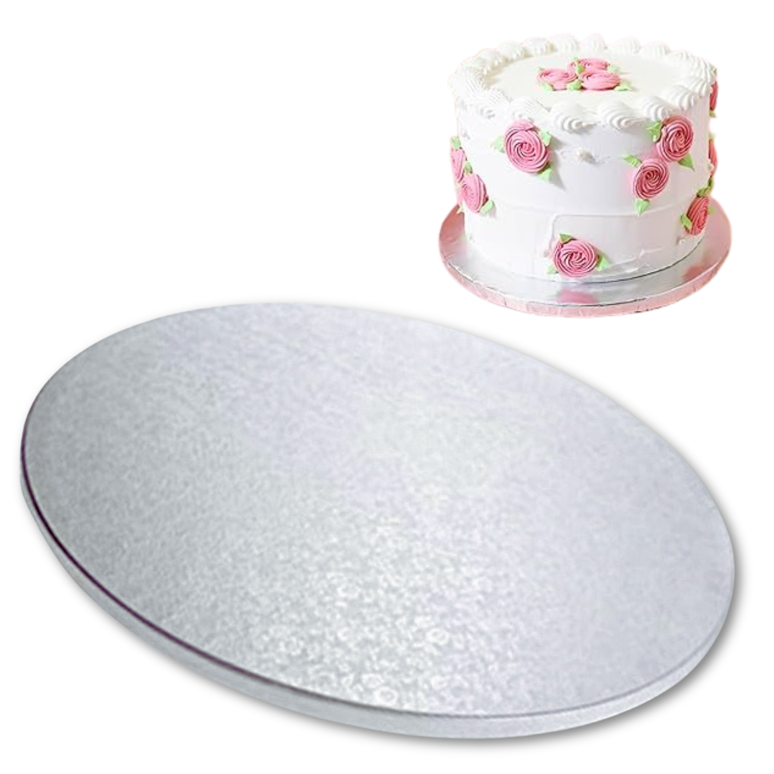 Podkład pod tort 28 cm gruby srebrny podkładka pod tort trwały sztywny PODKŁAD SREBRNY POD TORT CIASTO DEKORACJA URODZINY OKRĄGŁY 28cm