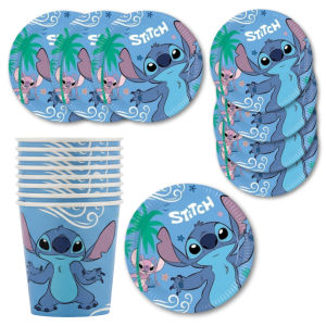 Zestaw talerzyki i kubeczki papierowe jednorazowe Stitch Angel 16sztuk