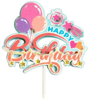 Topper ozdoby na tort napis Happy Birthday kolorowe baloniki dekoracje urodzinowe