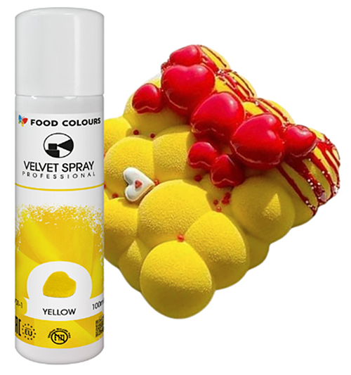 Barwnik spożywczy zamsz jadalny w spray żółty ozdoby na tort 100ml