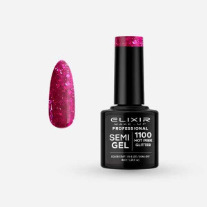 Ημιμόνιμο βερνίκι 8ml - #1100 (Hot Pink Glitter)