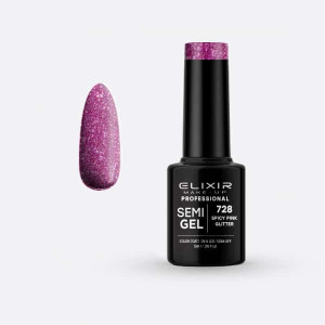 Ημιμόνιμο βερνίκι 5ml – #728 (Spicy Pink Glitter)