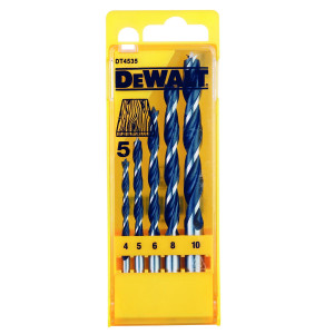 DT4535 DEWALT Komplet wierteł do drewna z końcówką pilotującą 5-częściowy zawierający wiertła: 4, 5, 6, 8, 10 mm