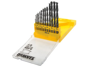 DT5912 DEWALT Komplet wierteł do metalu HSS-G DIN 339 13-częściowy zestaw do metalu HSS-R DIN 338 w plastikowej kasecie: 1.5, 2, 2.5, 3, 3.2, 3.5, 4,