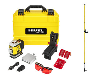 Nivel System CL4R LASER KRZYŻOWY CZERWONY 4x360 Zestaw z tyczką rozporową LP-36