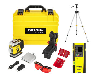 Nivel System CL4R LASER KRZYŻOWY CZERWONY 4x360 Zestaw ze statywem SJJ-M1 EX i odbiornikiem CLS-5